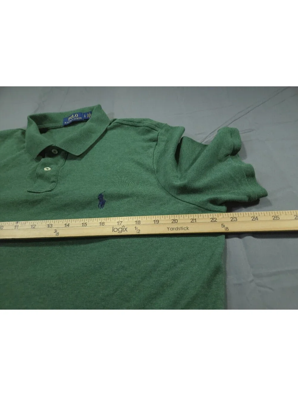 Polo Ralph Lauren Shirt Mens Large Heather Green Blue Pony Tennis Tail Polo